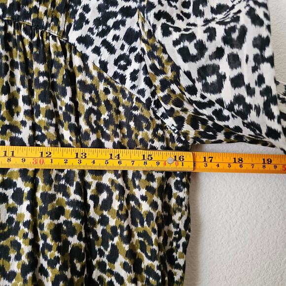 ULLA JOHNSON Amira Leopard Print Long Puff Sleeve Mock Neck Mini Dress Sz 2 - Picture 13 of 16